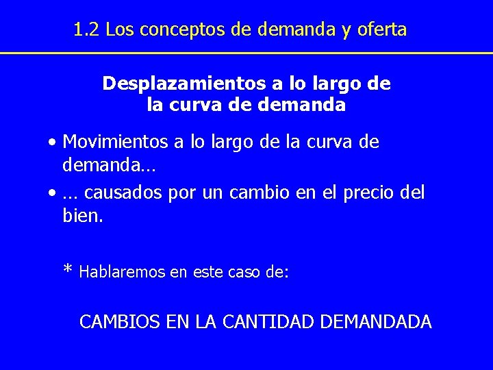 1. 2 Los conceptos de demanda y oferta Desplazamientos a lo largo de la 1. 2 Los conceptos de demanda y oferta Desplazamientos a lo largo de la
