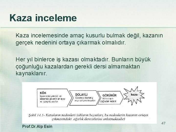 Kaza incelemesinde amaç kusurlu bulmak değil, kazanın gerçek nedenini ortaya çıkarmak olmalıdır. Her yıl