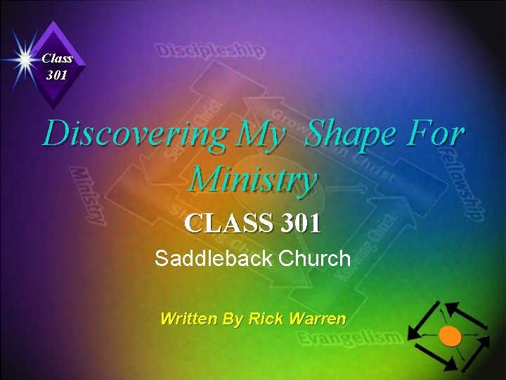 Class 301 Discovering My Shape For Ministry CLASS 301 Saddleback Church Written By Rick