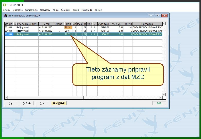 Tieto záznamy pripravil program z dát MZD 