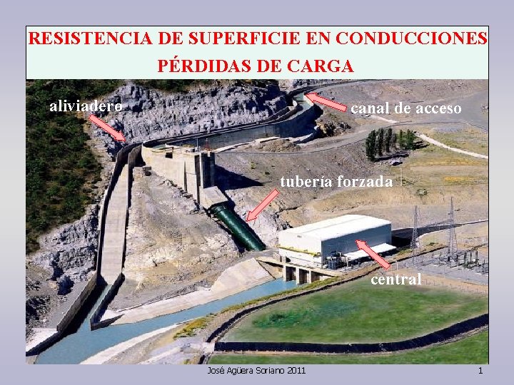 RESISTENCIA DE SUPERFICIE EN CONDUCCIONES PÉRDIDAS DE CARGA aliviadero canal de acceso tubería forzada RESISTENCIA DE SUPERFICIE EN CONDUCCIONES PÉRDIDAS DE CARGA aliviadero canal de acceso tubería forzada