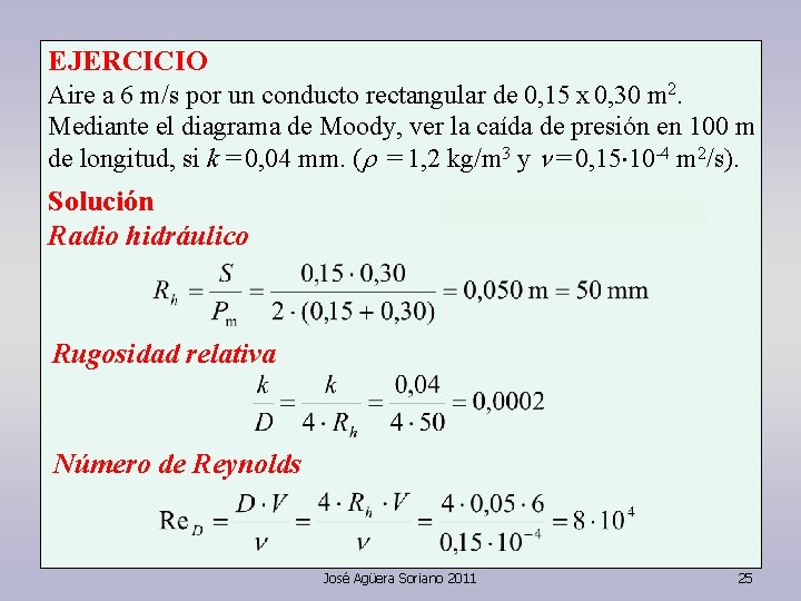 EJERCICIO Aire a 6 m/s por un conducto rectangular de 0, 15 x 0, EJERCICIO Aire a 6 m/s por un conducto rectangular de 0, 15 x 0,