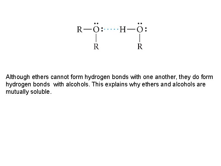Although ethers cannot form hydrogen bonds with one another, they do form hydrogen bonds