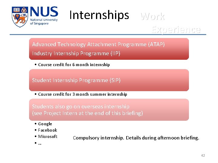 Internships Work Experience Advanced Technology Attachment Programme (ATAP) Industry Internship Programme (IIP) • Course