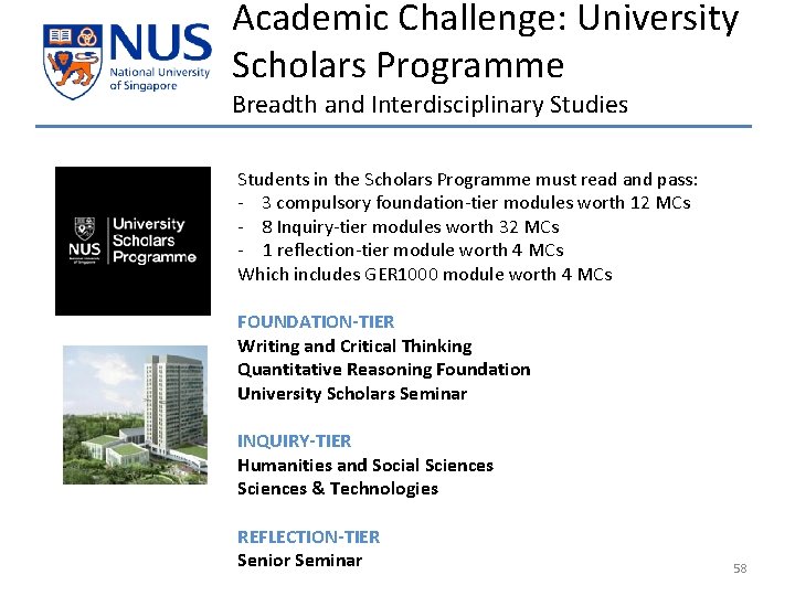 Academic Challenge: University Scholars Programme Breadth and Interdisciplinary Studies Students in the Scholars Programme