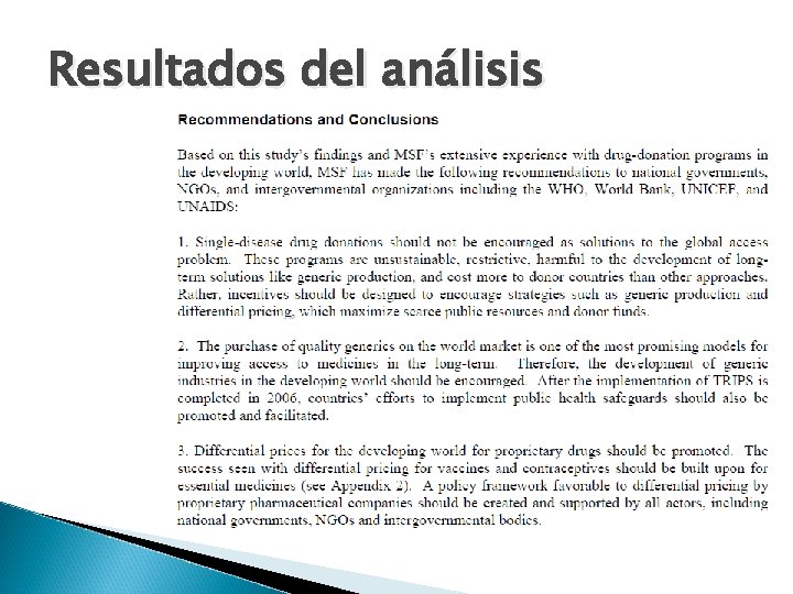 Resultados del análisis 