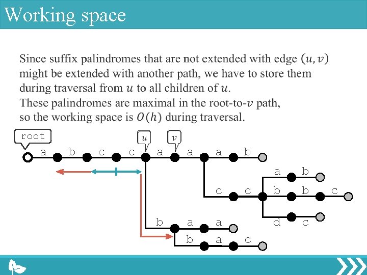 Working space root a b c c a a a c b a a