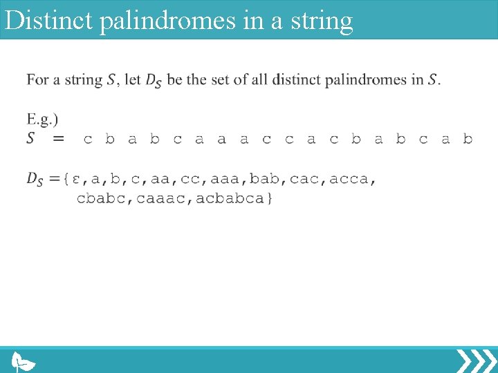 Distinct palindromes in a string 