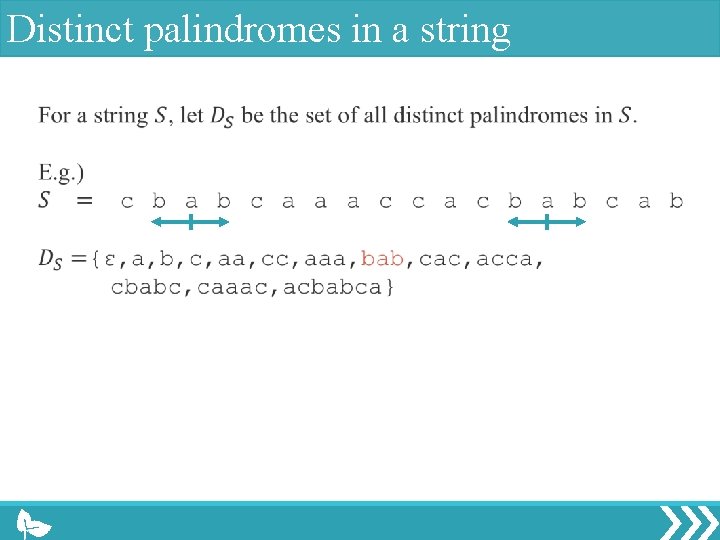 Distinct palindromes in a string 