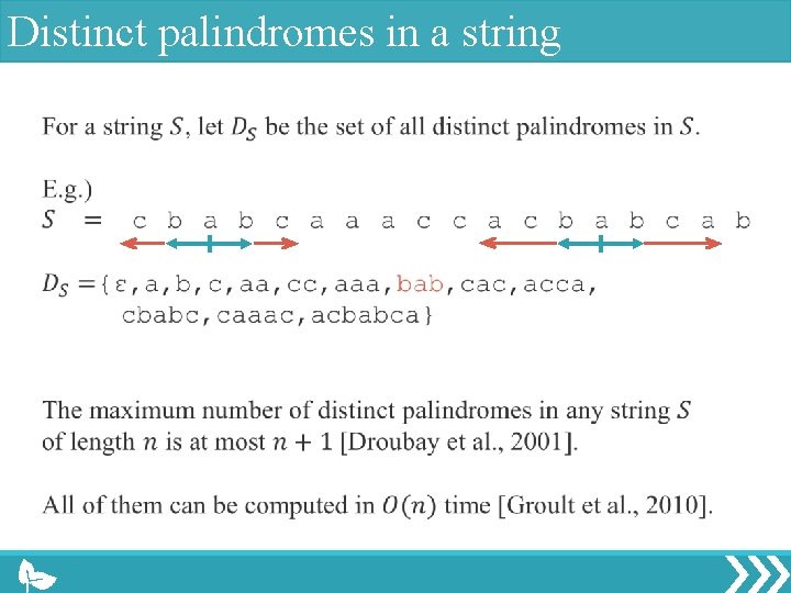 Distinct palindromes in a string 