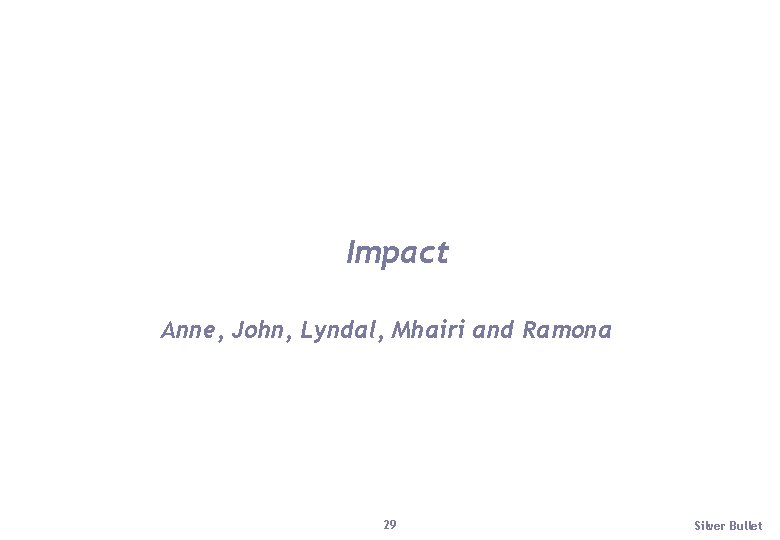 Impact Anne, John, Lyndal, Mhairi and Ramona 29 Silver Bullet 