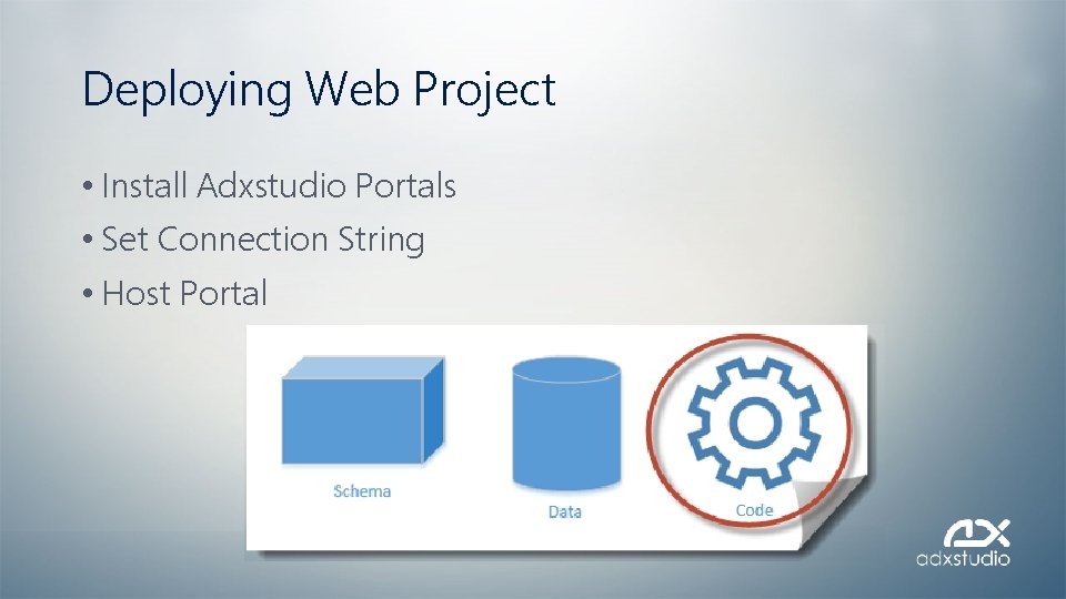 Deploying Web Project • Install Adxstudio Portals • Set Connection String • Host Portal