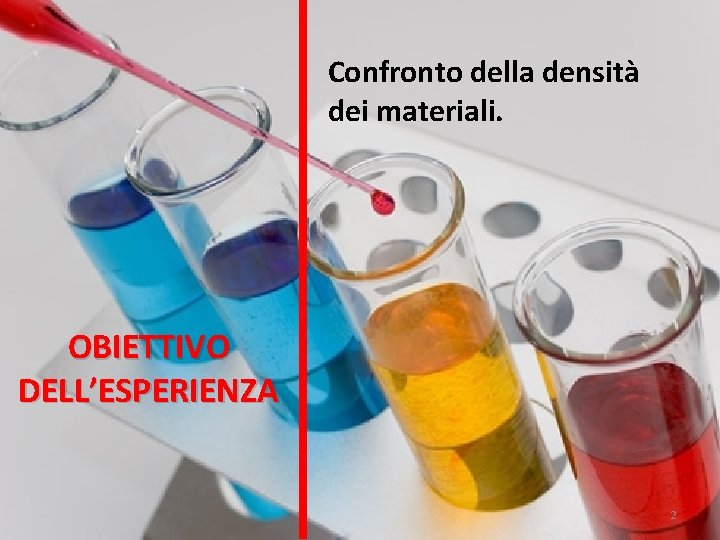 Confronto della densità dei materiali. OBIETTIVO DELL’ESPERIENZA 2 