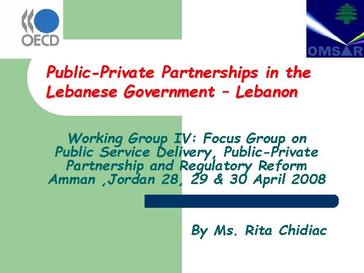 Public-Private Partnerships in the Lebanese Government – Lebanon Working Group IV: Focus Group on