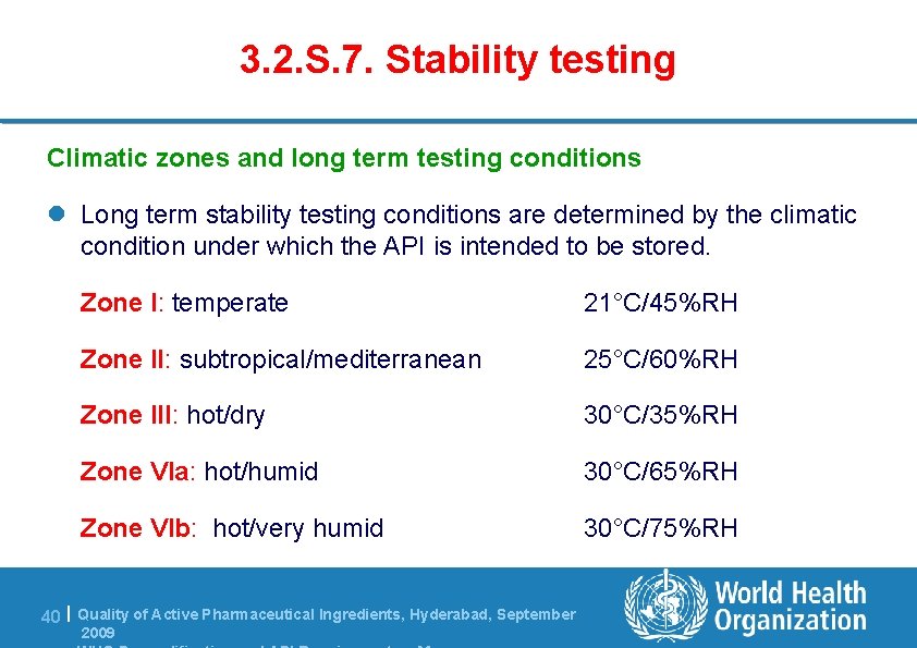 3. 2. S. 7. Stability testing Climatic zones and long term testing conditions l