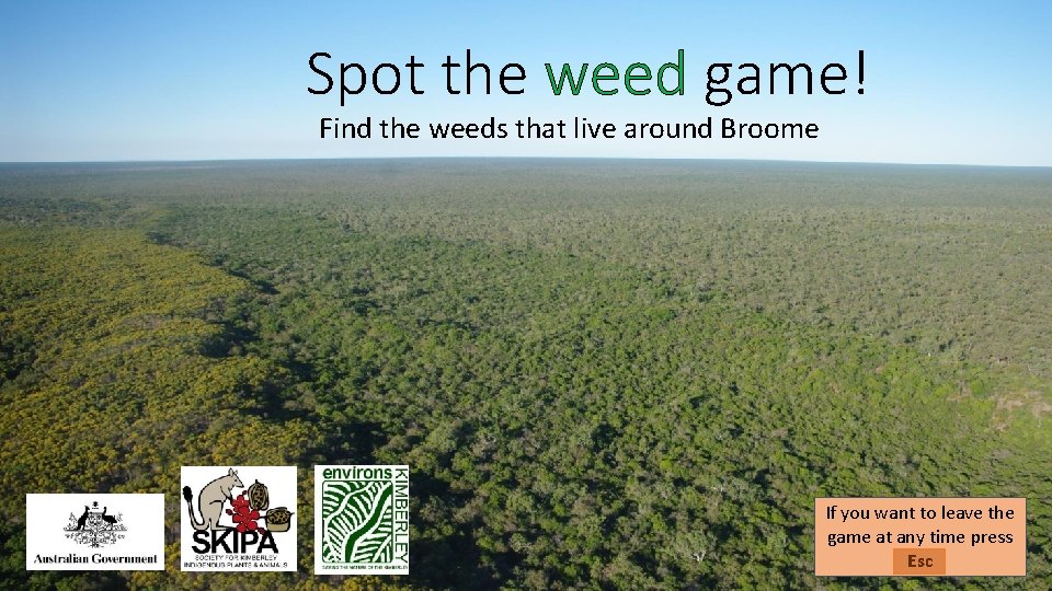 Spot the weed game! Find the weeds that live around Broome If you want