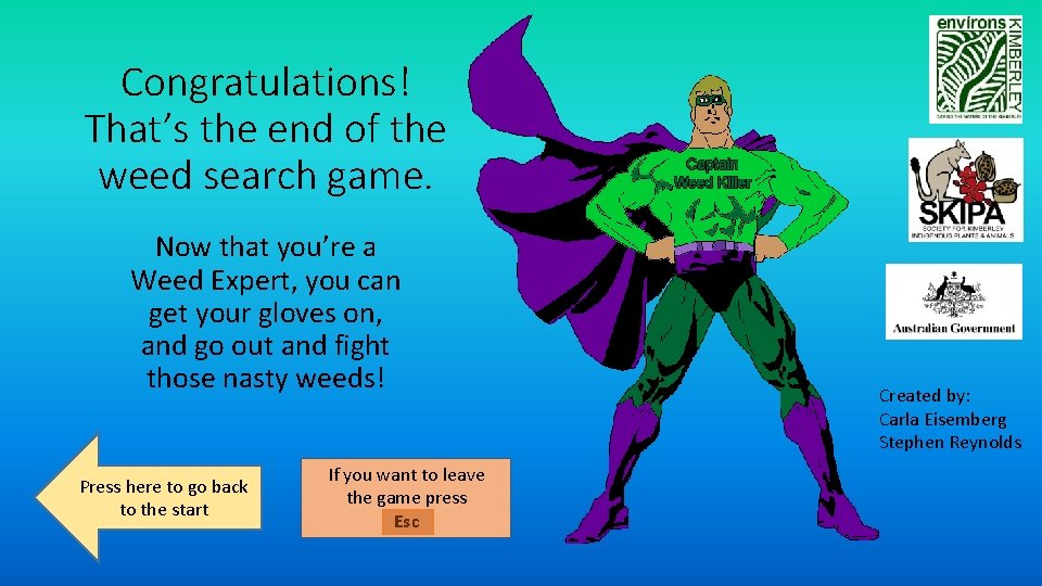 Congratulations! That’s the end of the weed search game. Now that you’re a Weed