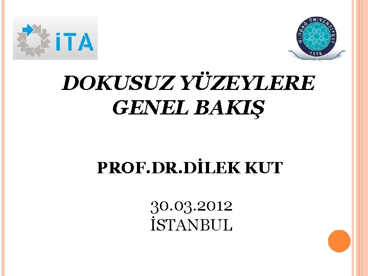 DOKUSUZ YÜZEYLERE GENEL BAKIŞ PROF. DR. DİLEK KUT 30. 03. 2012 İSTANBUL 