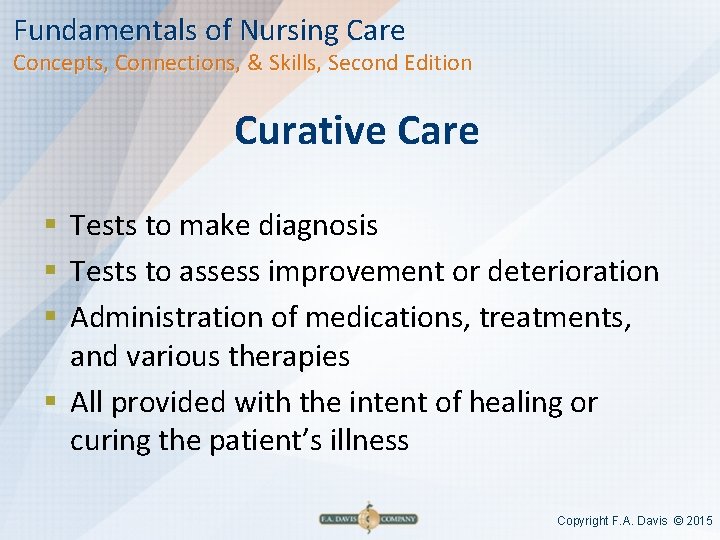 Fundamentals of Nursing Care Concepts, Connections, & Skills, Second Edition Curative Care § Tests