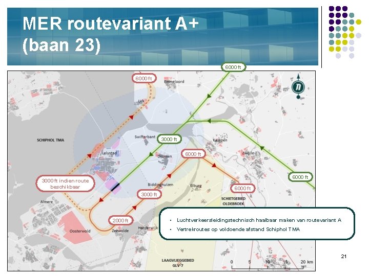 MER routevariant A+ (baan 23) 6000 ft 3000 ft indien route beschikbaar 6000 ft