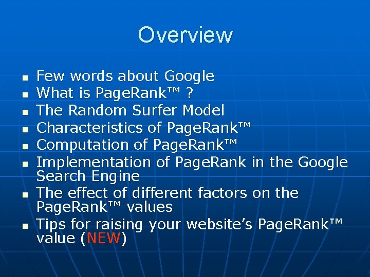 Google and the Page Rank Algorithm Szkely Endre