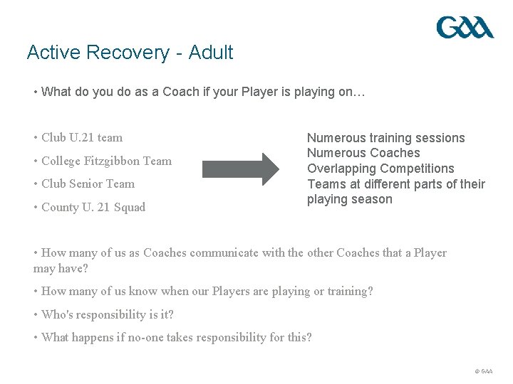 Active Recovery - Adult • What do you do as a Coach if your