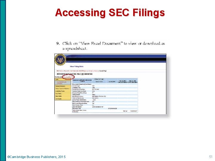 Accessing SEC Filings ©Cambridge Business Publishers, 2015 51 