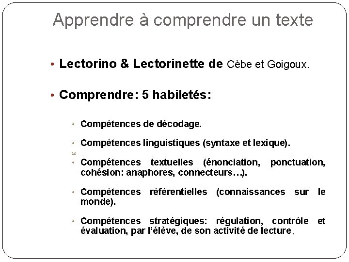 Apprendre à comprendre un texte • Lectorino & Lectorinette de Cèbe et Goigoux. •