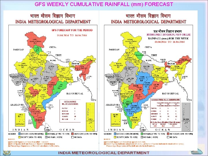 GFS WEEKLY CUMULATIVE RAINFALL (mm) FORECAST 