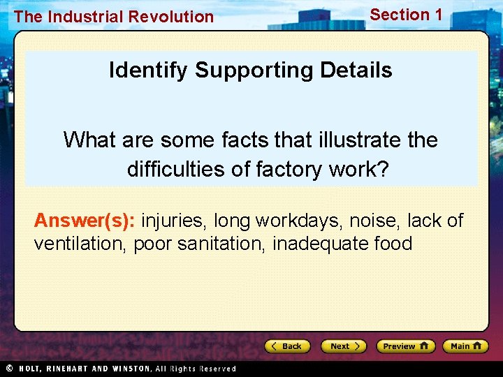 The Industrial Revolution Section 1 Identify Supporting Details What are some facts that illustrate