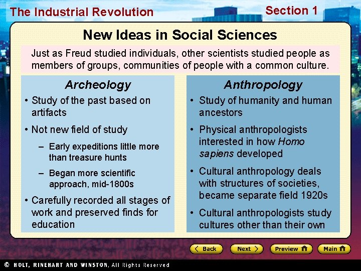 The Industrial Revolution Section 1 New Ideas in Social Sciences Just as Freud studied