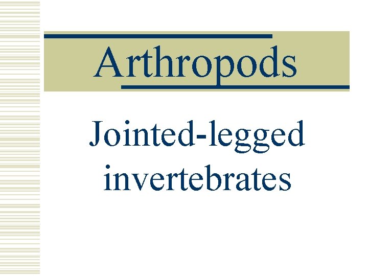Arthropods Jointed-legged invertebrates Arthropods Jointed-legged invertebrates