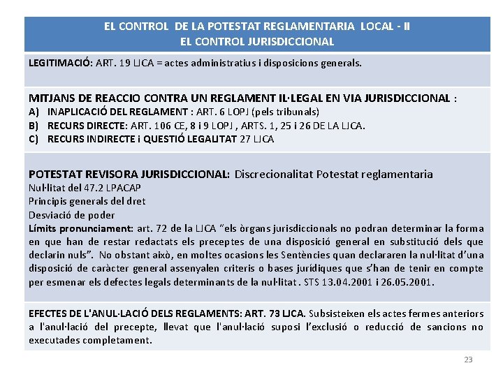 EL CONTROL DE LA POTESTAT REGLAMENTARIA LOCAL - II EL CONTROL JURISDICCIONAL LEGITIMACIÓ: ART.