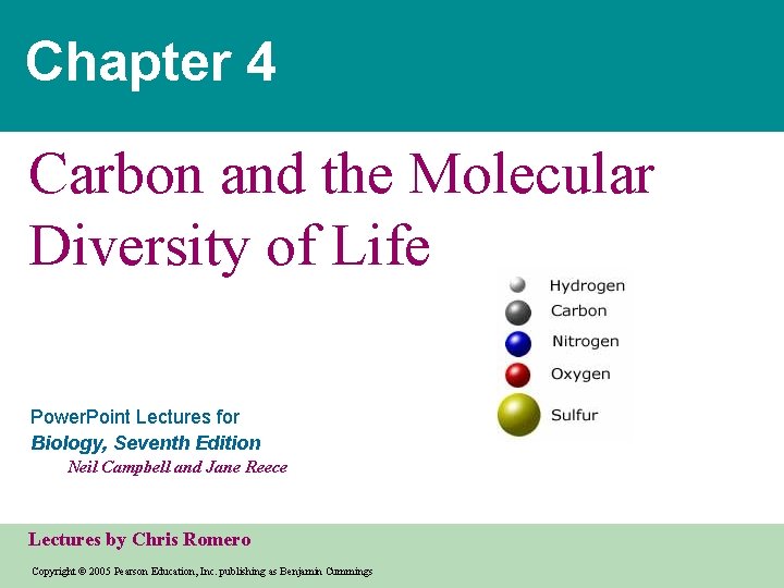 Chapter 4 Carbon and the Molecular Diversity of Life Power. Point Lectures for Biology,