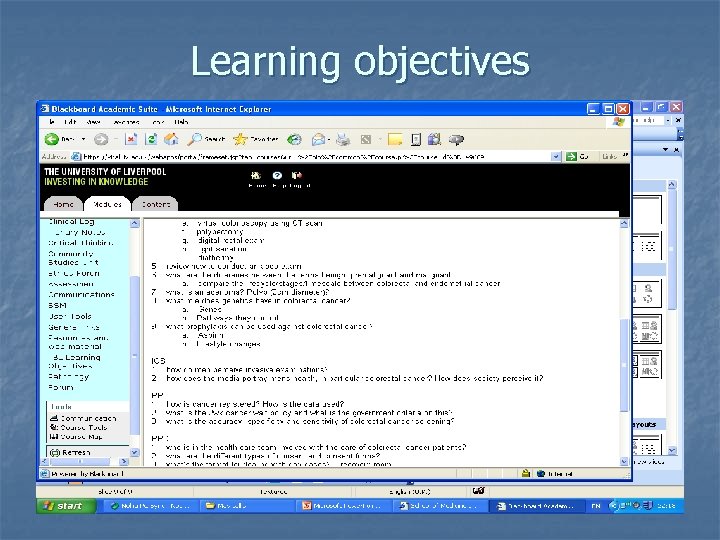 Learning objectives 