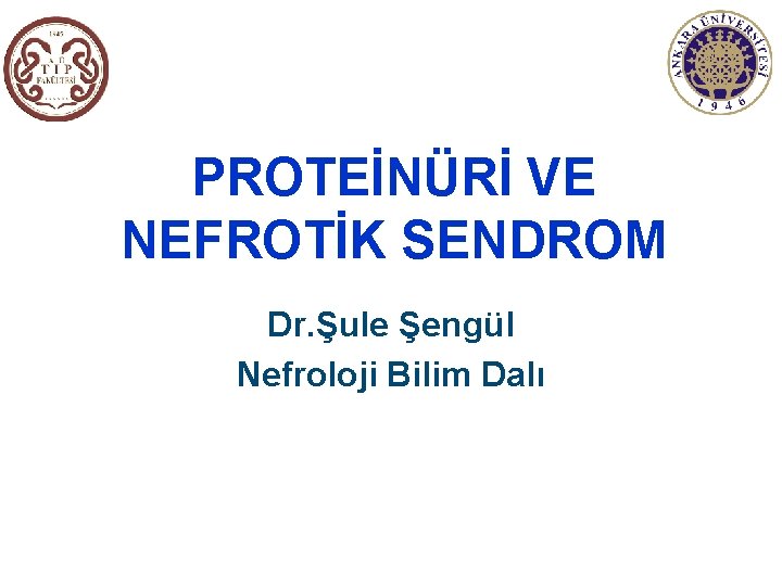 PROTEİNÜRİ VE NEFROTİK SENDROM Dr. Şule Şengül Nefroloji Bilim Dalı PROTEİNÜRİ VE NEFROTİK SENDROM Dr. Şule Şengül Nefroloji Bilim Dalı