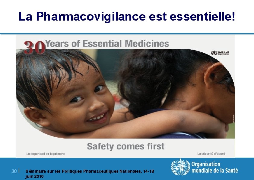 La Pharmacovigilance est essentielle! 30 | Séminaire sur les Politiques Pharmaceutiques Nationales, 14 -18