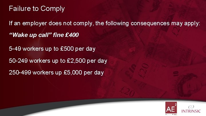 Failure to Comply If an employer does not comply, the following consequences may apply: