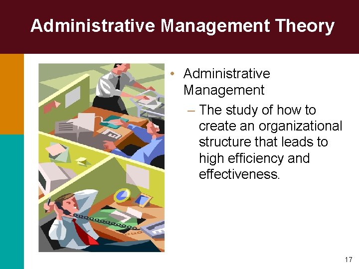 Administrative Management Theory • Administrative Management – The study of how to create an