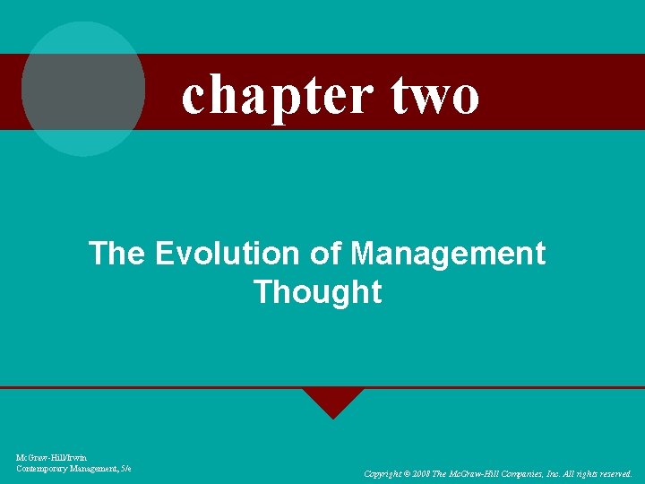 chapter two The Evolution of Management Thought Mc. Graw-Hill/Irwin Contemporary Management, 5/e Copyright ©