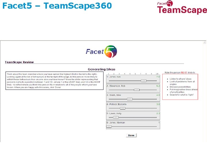 Facet 5 – Team. Scape 360 