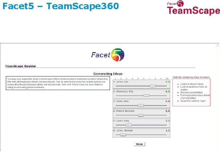 Facet 5 – Team. Scape 360 