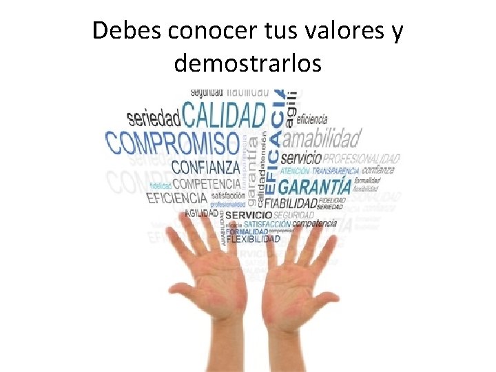 Debes conocer tus valores y demostrarlos Debes conocer tus valores y demostrarlos