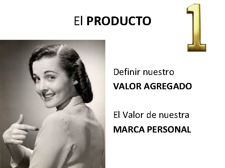El PRODUCTO Definir nuestro VALOR AGREGADO El Valor de nuestra MARCA PERSONAL El PRODUCTO Definir nuestro VALOR AGREGADO El Valor de nuestra MARCA PERSONAL