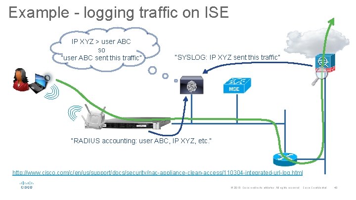 Example - logging traffic on ISE IP XYZ > user ABC so “user ABC