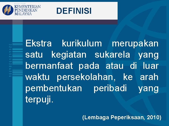 DEFINISI Ekstra kurikulum merupakan satu kegiatan sukarela yang bermanfaat pada atau di luar waktu