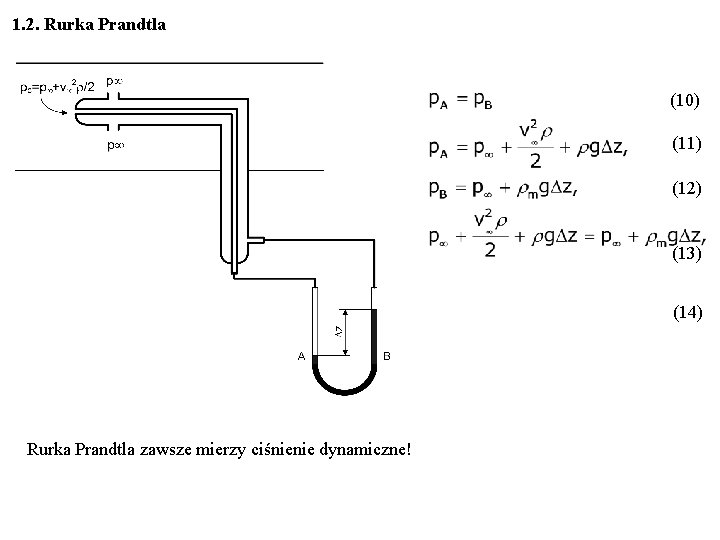 1. 2. Rurka Prandtla (10) (11) (12) (13) (14) Rurka Prandtla zawsze mierzy ciśnienie
