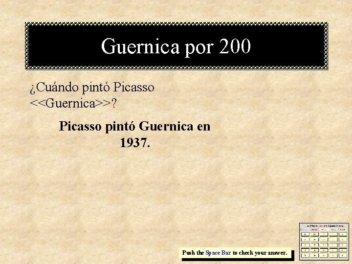 Guernica por 200 ¿Cuándo pintó Picasso <<Guernica>>? Picasso pintó Guernica en 1937. Push the