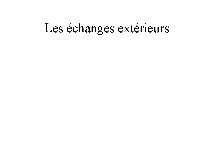Les échanges extérieurs 