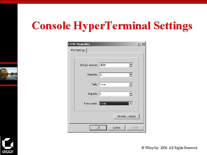 Console Hyper. Terminal Settings © Wiley Inc. 2006. All Rights Reserved. 